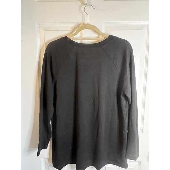 DG2 Diane Gilman Black With Rhinestone Accent Long Sleeve Top Size Large NWT - Picture 7 of 11